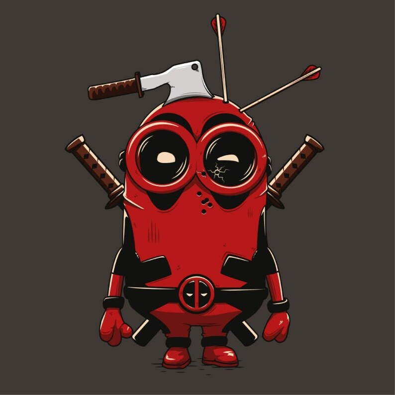 BIO Cotton T-shirt Deadpool Minion Parody Me Ugly and Villain
