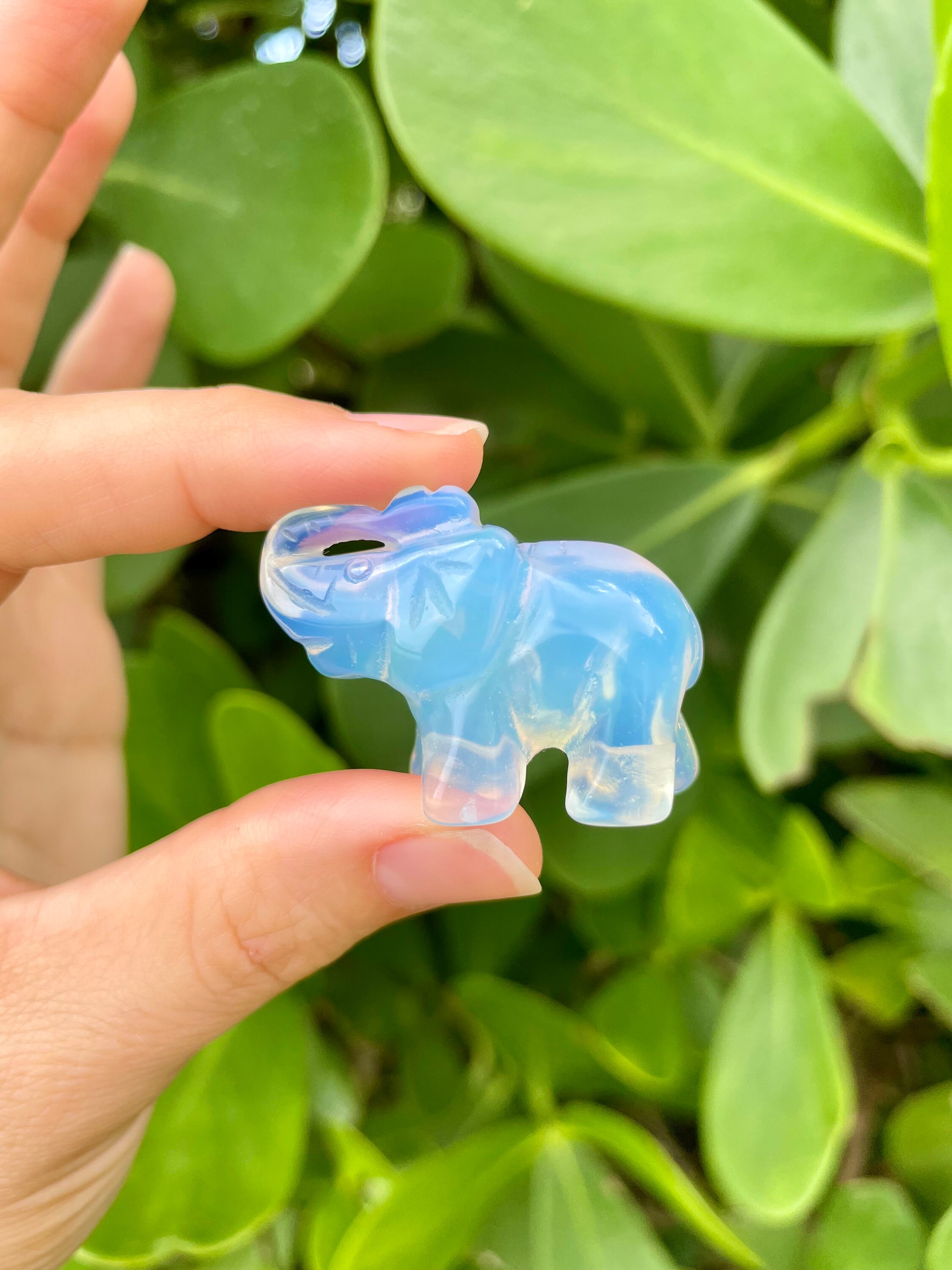 R0053936 Incomparable Carved Opal Opalite Elephant Pendant Bead 39x45x8mm 