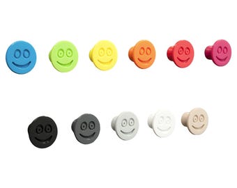 Flexible furniture knob with a smiley face