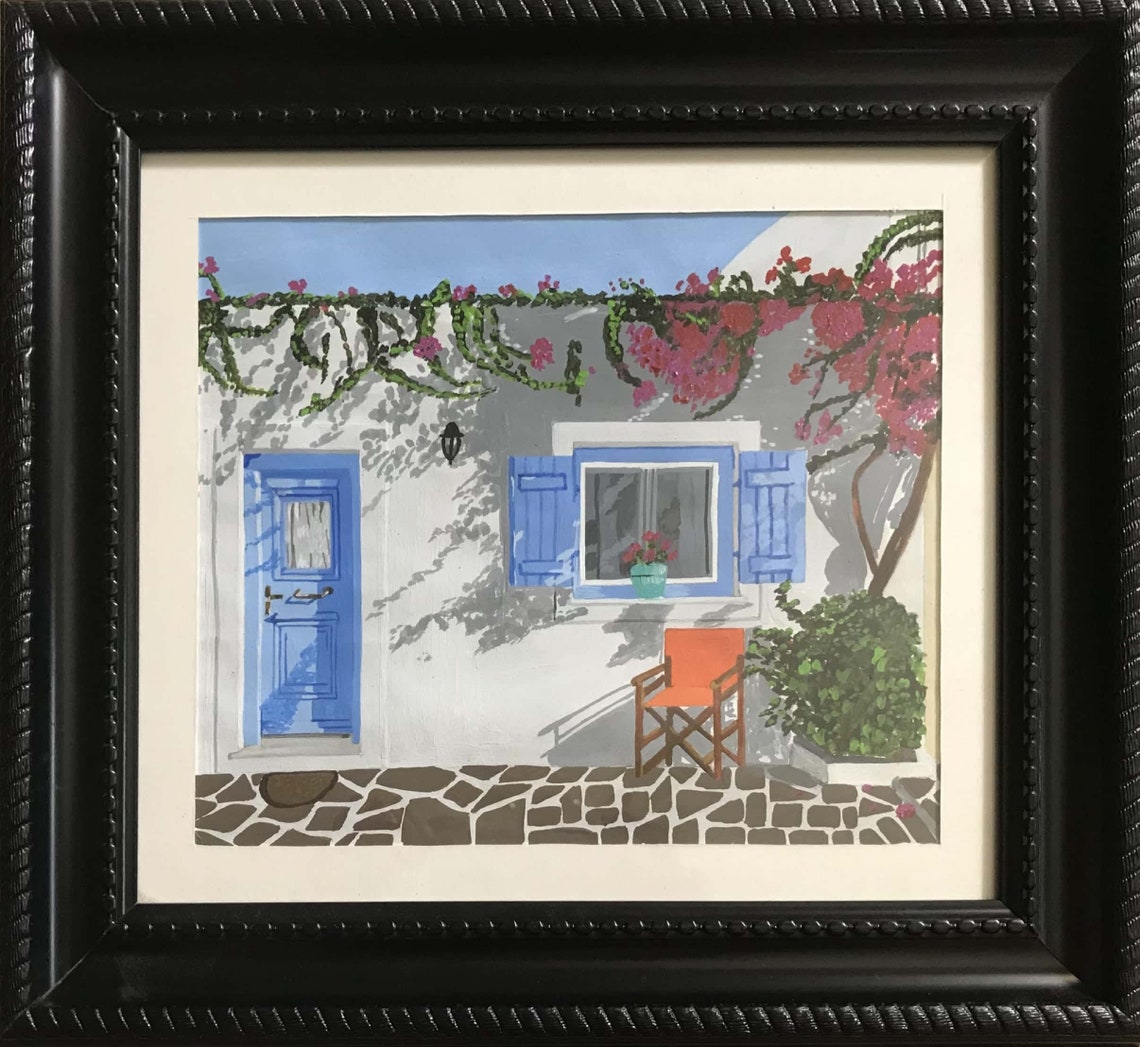The Greece Acrylic Painting Framed painting Gift Home Etsy
