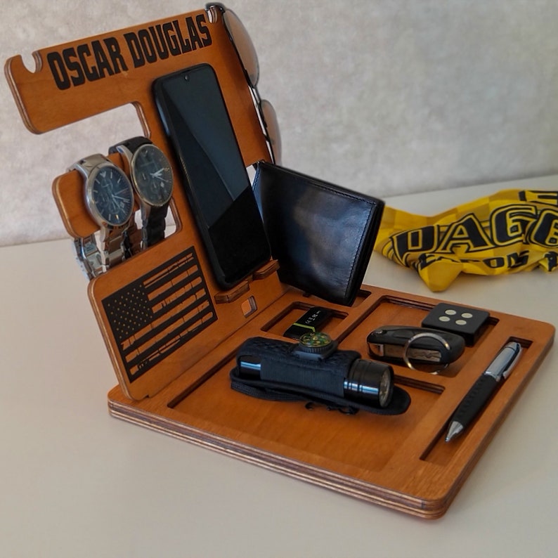 Apple Watch Stand Docking Station Men Bedside Organizer Etsy UK