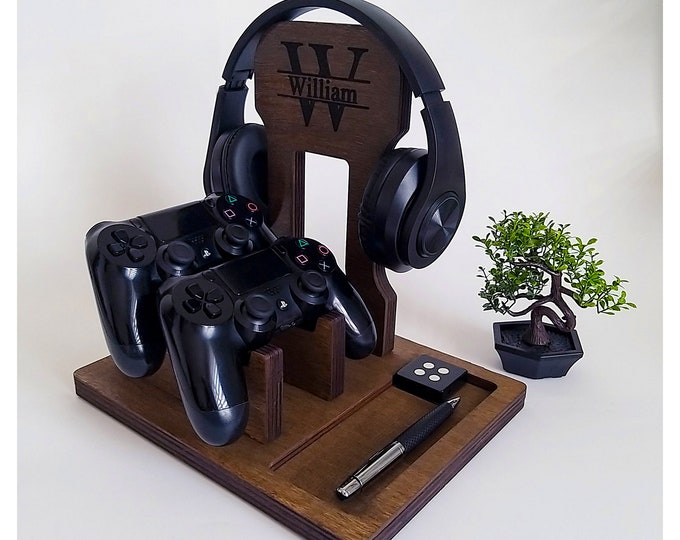 Gaming controller and headset stand gift for boyfriend, tech accessories gifts for him, fathers day gift for dad