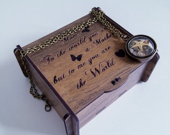 Mother’s Day Gift for Mom from Daughter – Personalized Wooden Keepsake Box, Custom Birthday Gift for Mom, Unique Engraved Jewelry Box