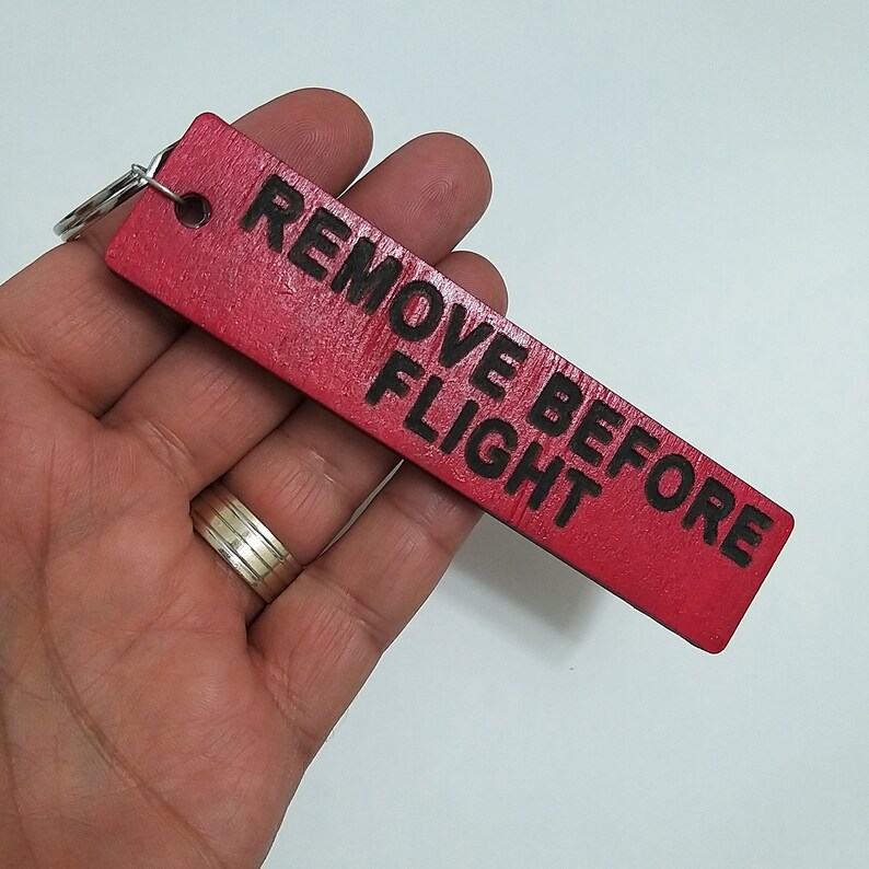 Remove Before Flight Custom Keychain Engraved Jet Tag Flight Key Chain