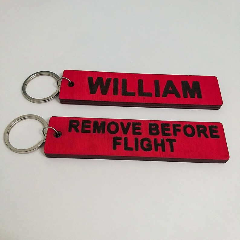 Remove Before Flight Custom Keychain Engraved Jet Tag Flight Key Chain