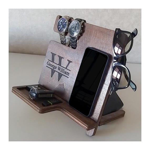 Docking station men, mobile phone stand, bedside organizer, apple watch stand, personalized gift, charging station, graduation gift for him