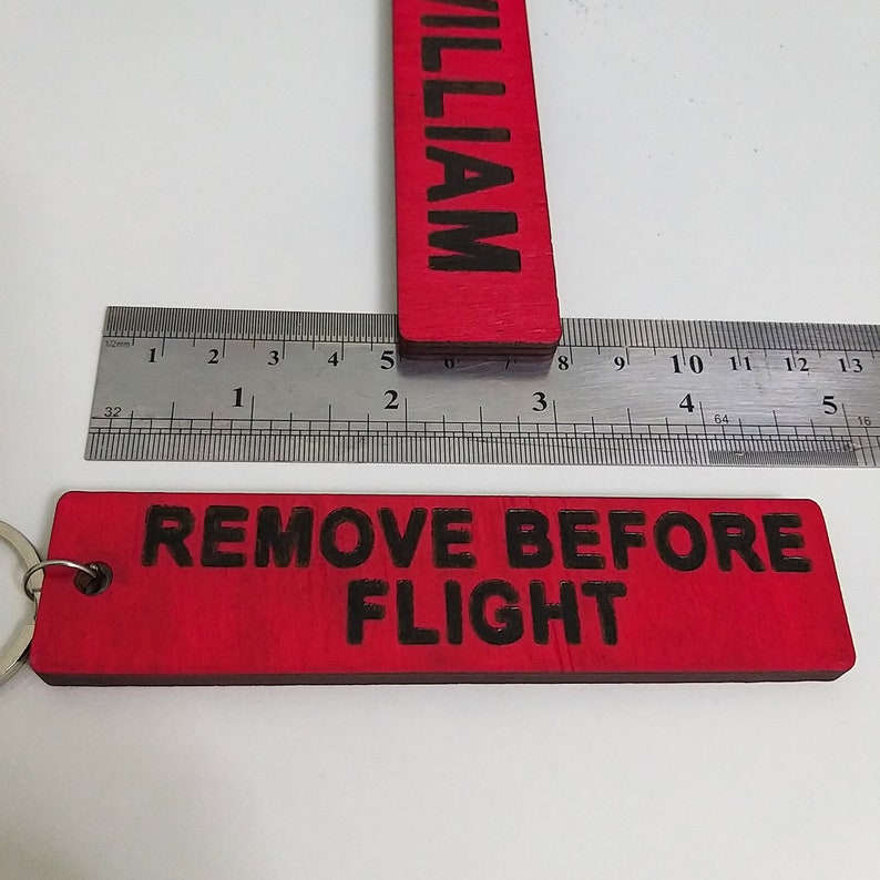 Remove Before Flight Custom Keychain Engraved Jet Tag Flight Key Chain
