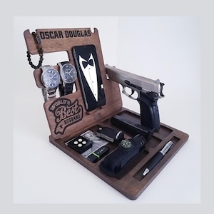 Wooden Docking Station, Nightstand Valet, Wooden Phone Stand, iPhone charging station, Mens Gift, Tech Gifts, Groomsman gift, Watch stand