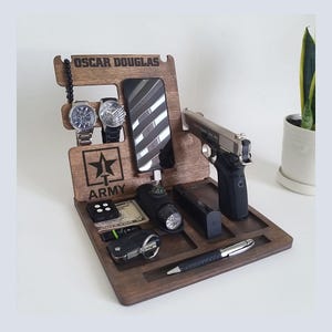 Deployment Gift for Army Boyfriend – Personalized Military Docking Station, Long-Distance Relationship Organizer for Soldier or Veteran