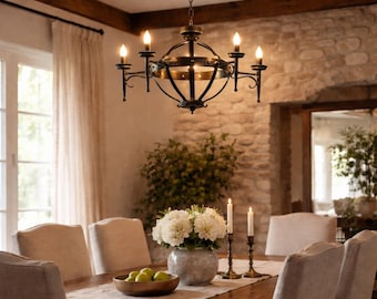 Schmiedeeisen Kronleuchter-Gothic Style Fünf-Licht-Deckenleuchte