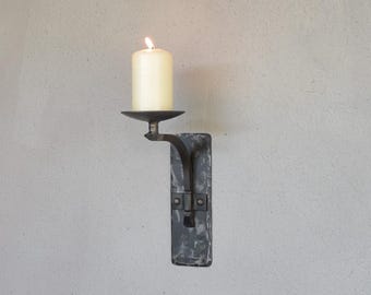Candelabro de pared forjado a mano - Candelabro de hierro rústico medieval