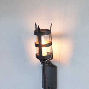 Hand Forged Outdoor Wall Torch Lamp: Medieval Sconce