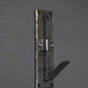 Hand Forged Iron Wall Hook: Blacksmith Hardware Coat Hanger
