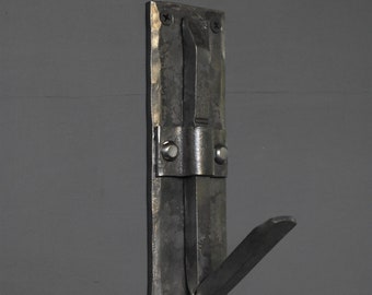 Hand Forged Iron Wall Hook: Blacksmith Hardware Coat Hanger