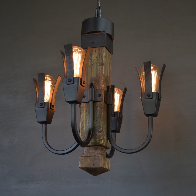 Wood and Iron Chandeliers - Etsy