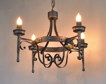 Hand Forged Iron Chandelier-Old World Wrought Iron Ceiling Light Fixture