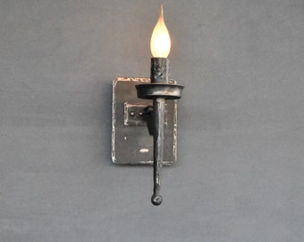 Rustic Wall Sconce, Medieval Wall Lamp, Gothic Style Light, Forged Wall Sconce