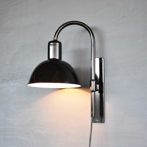 Handmade Industrial Swing Arm Wall Lamp: Black & White Bedside Sconce
