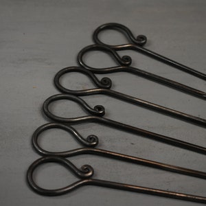 Forged Iron Skewers Set of 6 Pieces,BBQ Skewers,Grill Tool,Wrought Iron Skewers