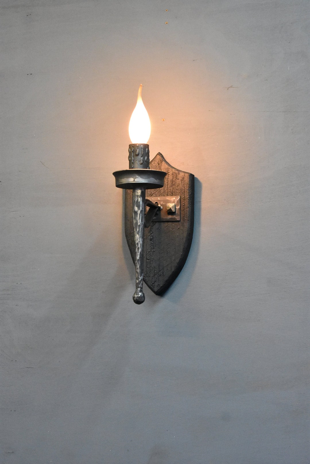 Medieval Wall Sconce,gothic Wrought Iron Light,gothic Wall Lamp,forged
