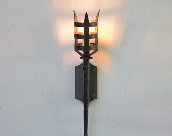 Lámpara de pared medieval, aplique de pared forjado, lámpara de antorcha, lámpara de pared de estilo medieval, lámpara de antorcha, iluminación del castillo, luces de estilo gótico
