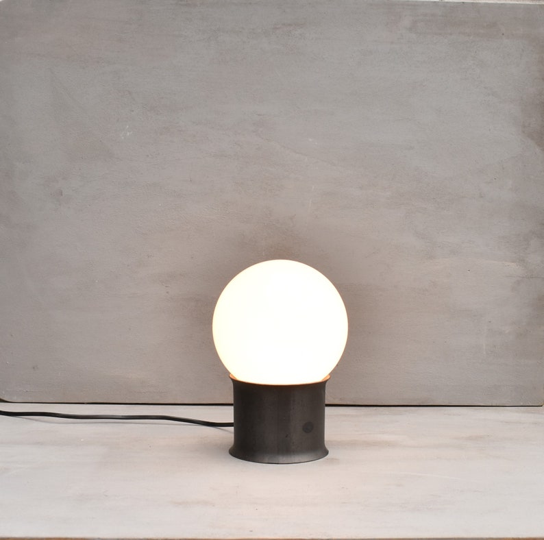 Glass Globe Table Lamp,Modern Bedside Lamp,Industrial Table Lamp,Forged Iron Desk Lamp image 1