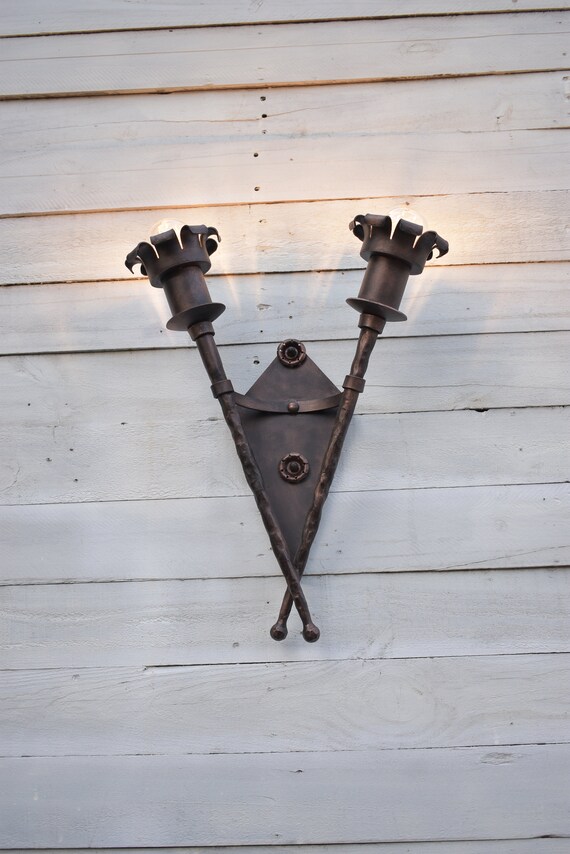 Hand Forged Wall Torch Lamp / Wall Lantern / Wall Sconce / Wall Light 