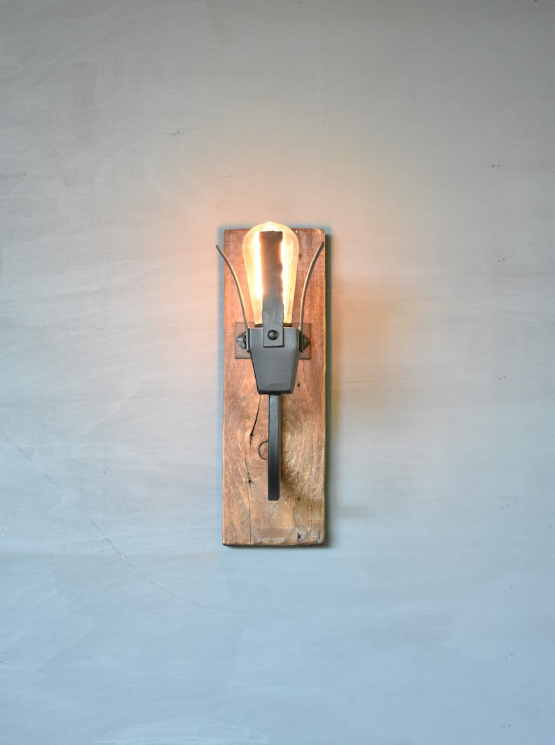 Rustic Wall Sconcecabin Rustic Wall Lightwood and Wrought Etsy