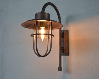 Rustic Farmhouse Wall Sconce,Hand Forged Outdoor Wall Lamp,Rustic Lantern for Exterior