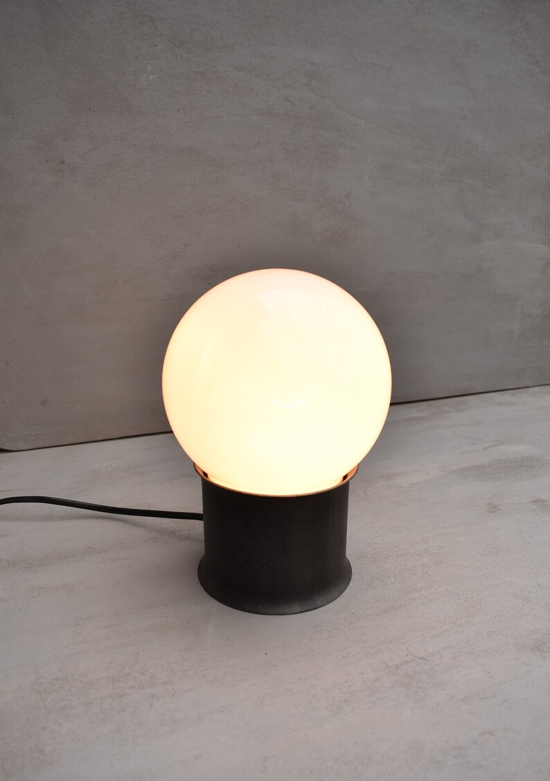 Glass Globe Table Lamp,Modern Bedside Lamp,Industrial Table Lamp,Forged Iron Desk Lamp image 4