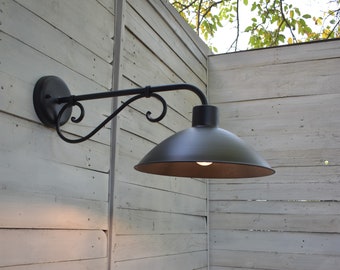 Farmhouse Outdoor Sconce,Hand Forged Barn Wall Light