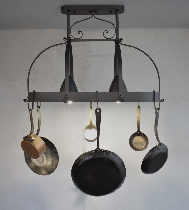 Forged Pot Rack Forged Kitchen Pot Rack,kitchen Island Light Fixture,wrought Iron ...