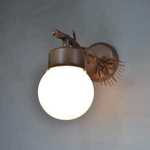 Aplique de pared para exteriores de piña hecho a mano,Lámpara para exteriores de hierro forjado