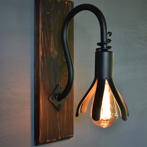 Rustic Task Sconces Rustic Wall Sconce,farmhouse Light,charred Wood and Wrought Iron Sconce ...