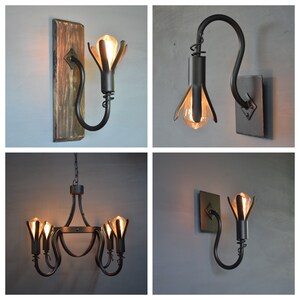 A collection of forged lamps and chandeliers with the same details.
Ideal for lighting rustic spaces.