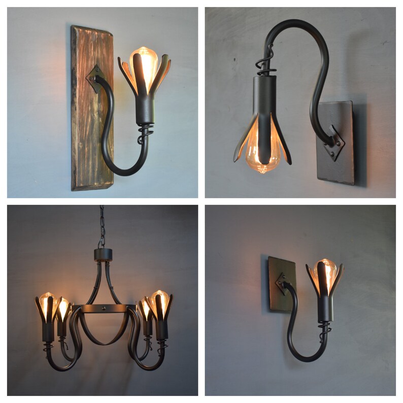 A collection of forged lamps and chandeliers with the same details.
Ideal for lighting rustic spaces.