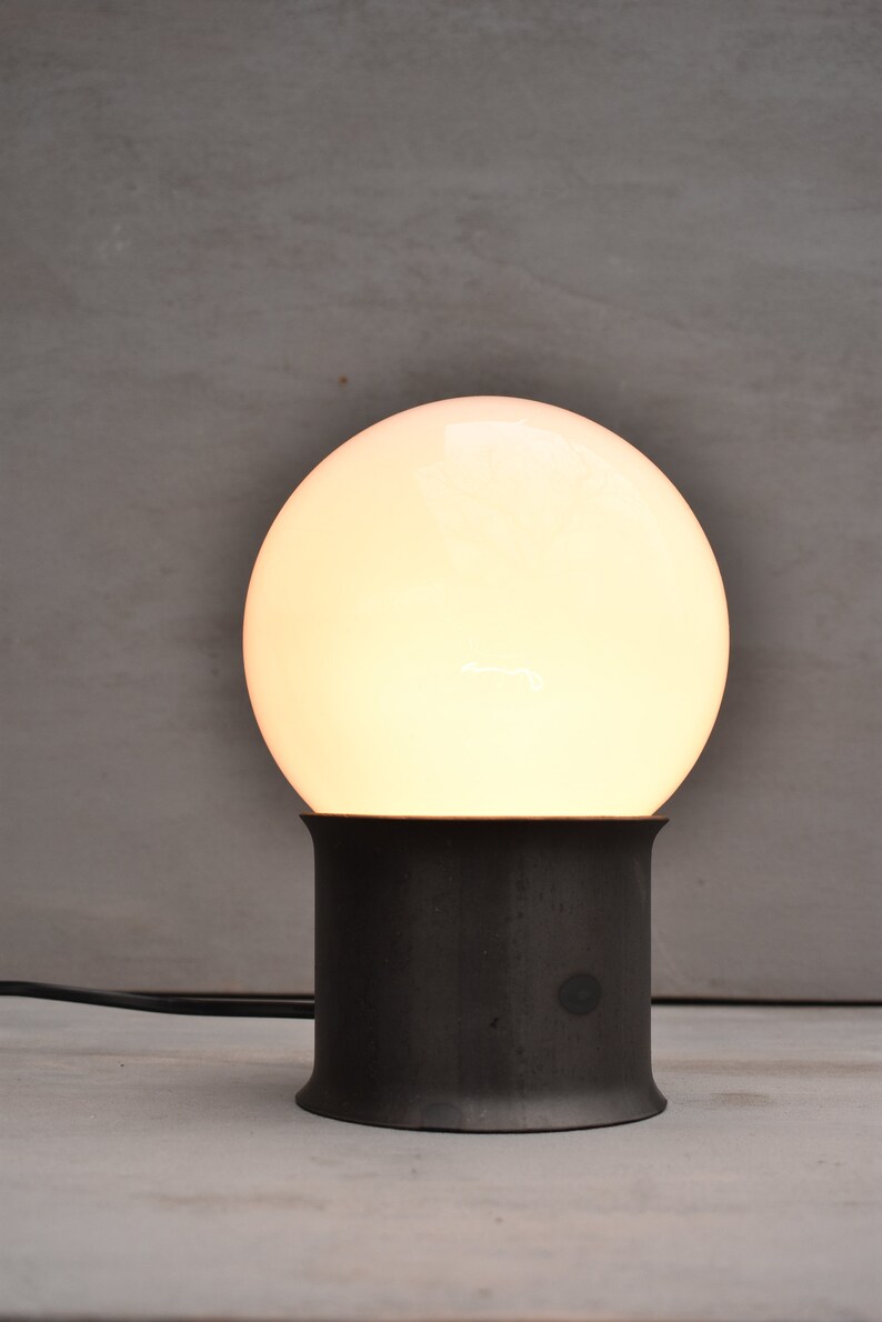 Glass Globe Table Lamp,Modern Bedside Lamp,Industrial Table Lamp,Forged Iron Desk Lamp image 3