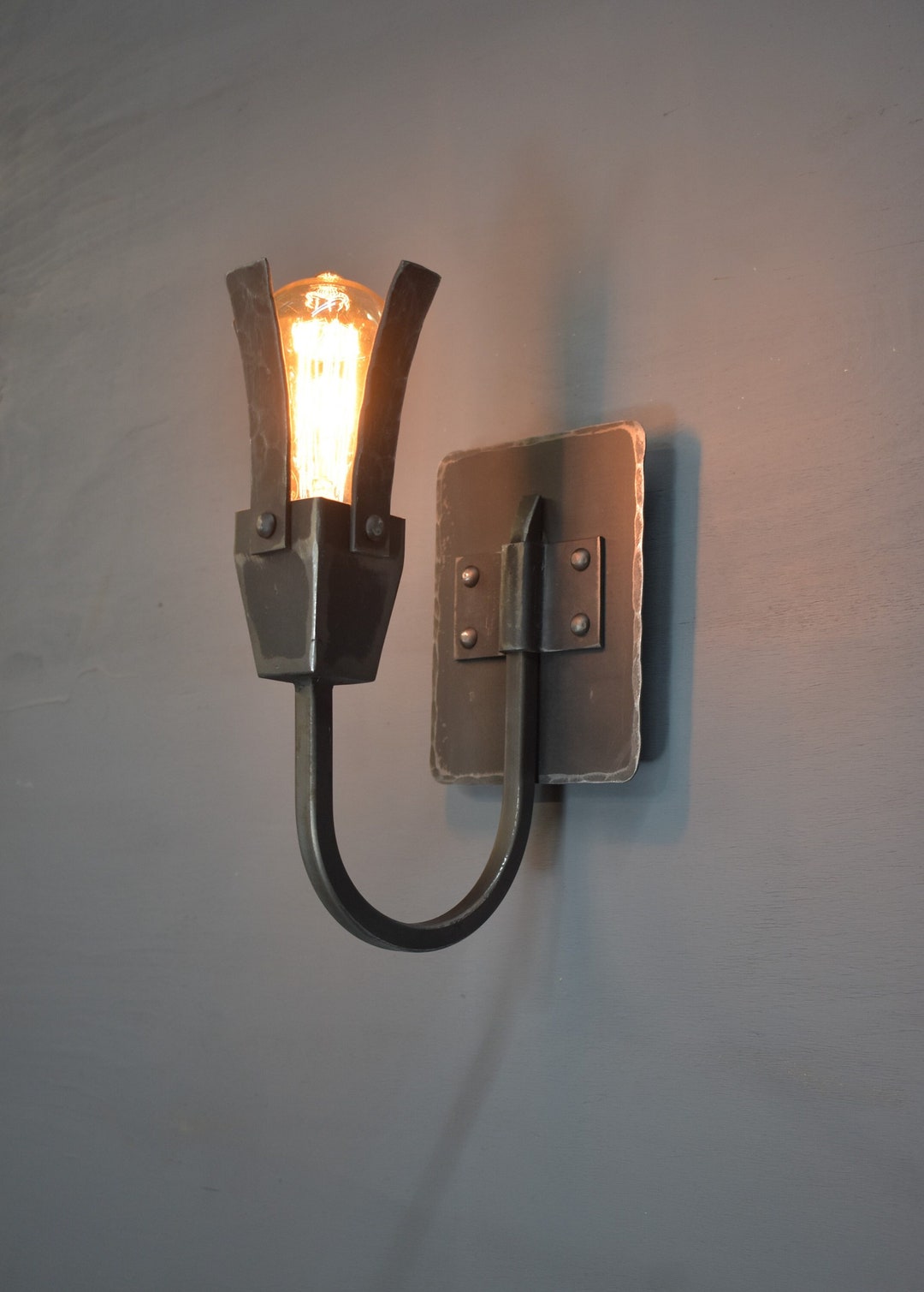 Forged Wall Sconce,rustic Light Fixture,farmhouse Wall Sconce - Etsy - Rustic Metal Sconce Lighting Fixtures
