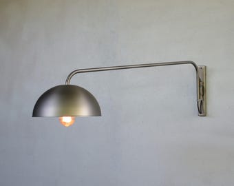 Aplique de pared de brazo oscilante de estilo industrial, aplique de pared grande de metal