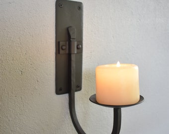 Aplique de pared rústico para velas, decoración para el hogar forjada a mano