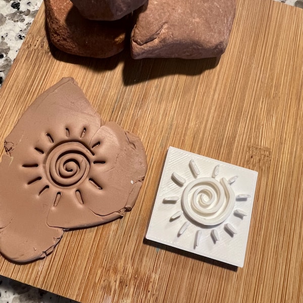 SPIRAL SUN SOUTHWESTERN Symbol Polymer Clay Stamp, Fondant Embosser