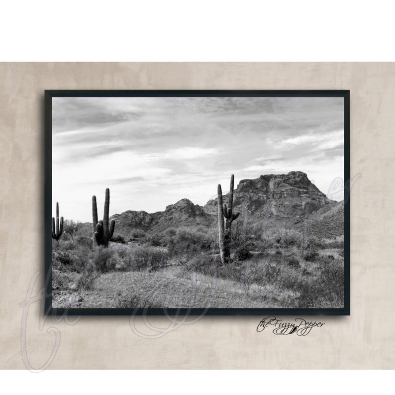 Arizona Desert Landscape Print Digital Download Black and - Etsy