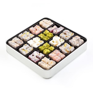 Mixed Double Roasted Turkish Delight – 400g / 14.1 oz – Pistachio, Walnut, Hazelnut – Handmade Metal Tin by Haci Serif
