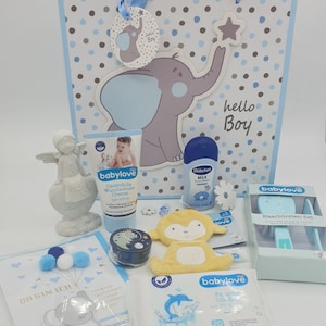 Set regalo battesimo bimbo nascita realizzato a mano in cemento angelo custode