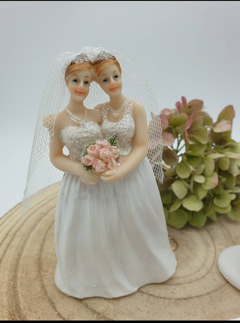 Wedding cake figure bride and groom women men same sex hand-painted 11.5 cm image 3