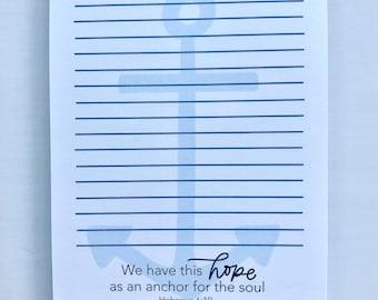 Hope Anchor Christian Notepad | Scripture Anchor Note Pad | Inspirational Stationery Gift | Christian Gifts for Women | Faith Stationery
