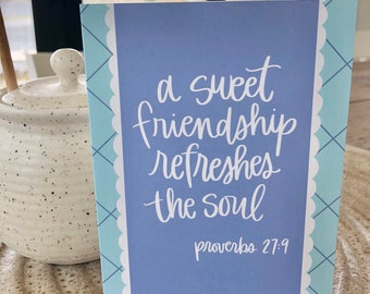 A Sweet Friendship Christian Scripture Greeting Card | Blank Greeting Card | Friendship Card | Christian Stationery | Hand-Lettered Notecard