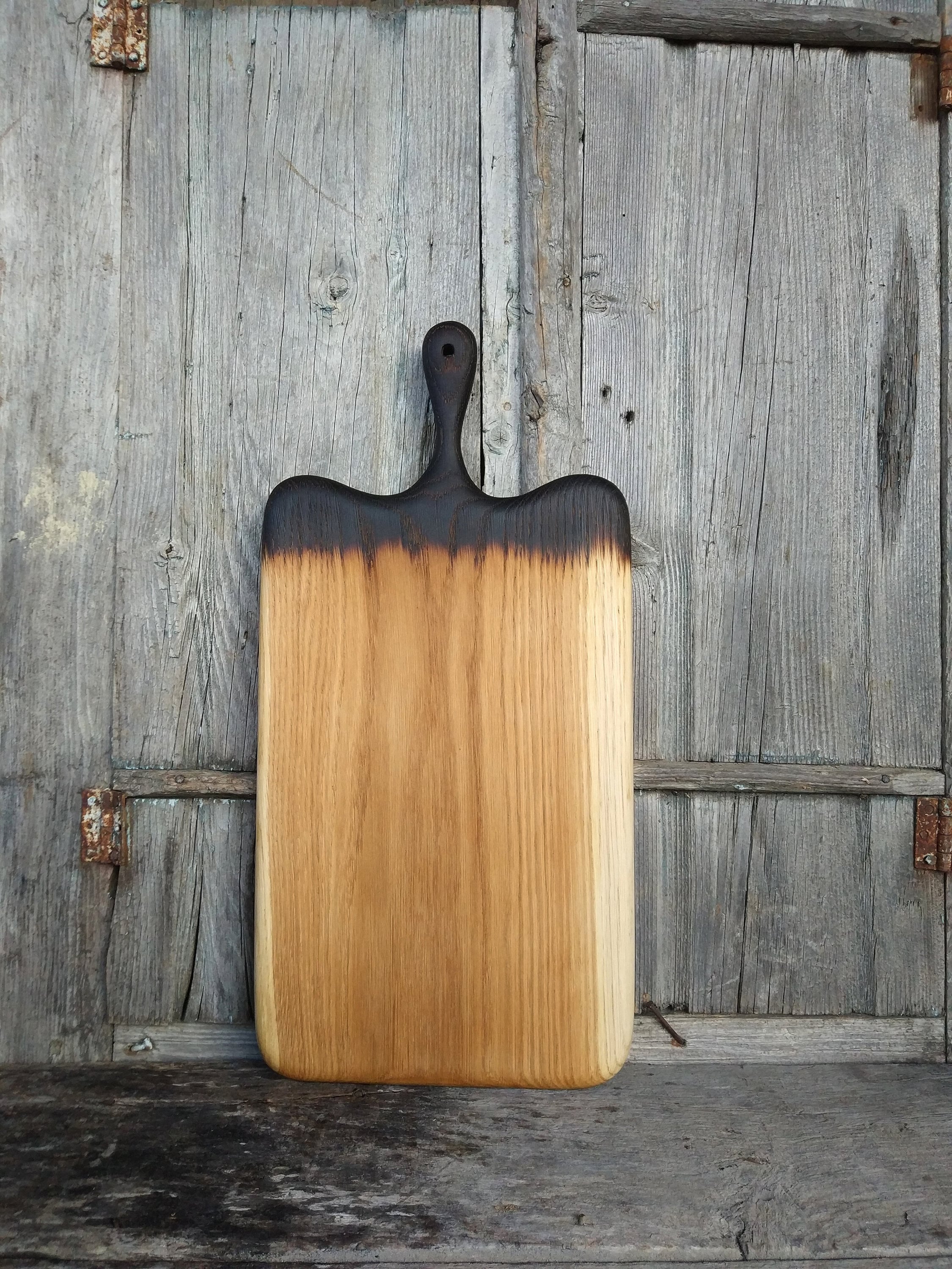 Large Solid Oak Cutting Boards with Black Handle. Wood Cheese Etsy