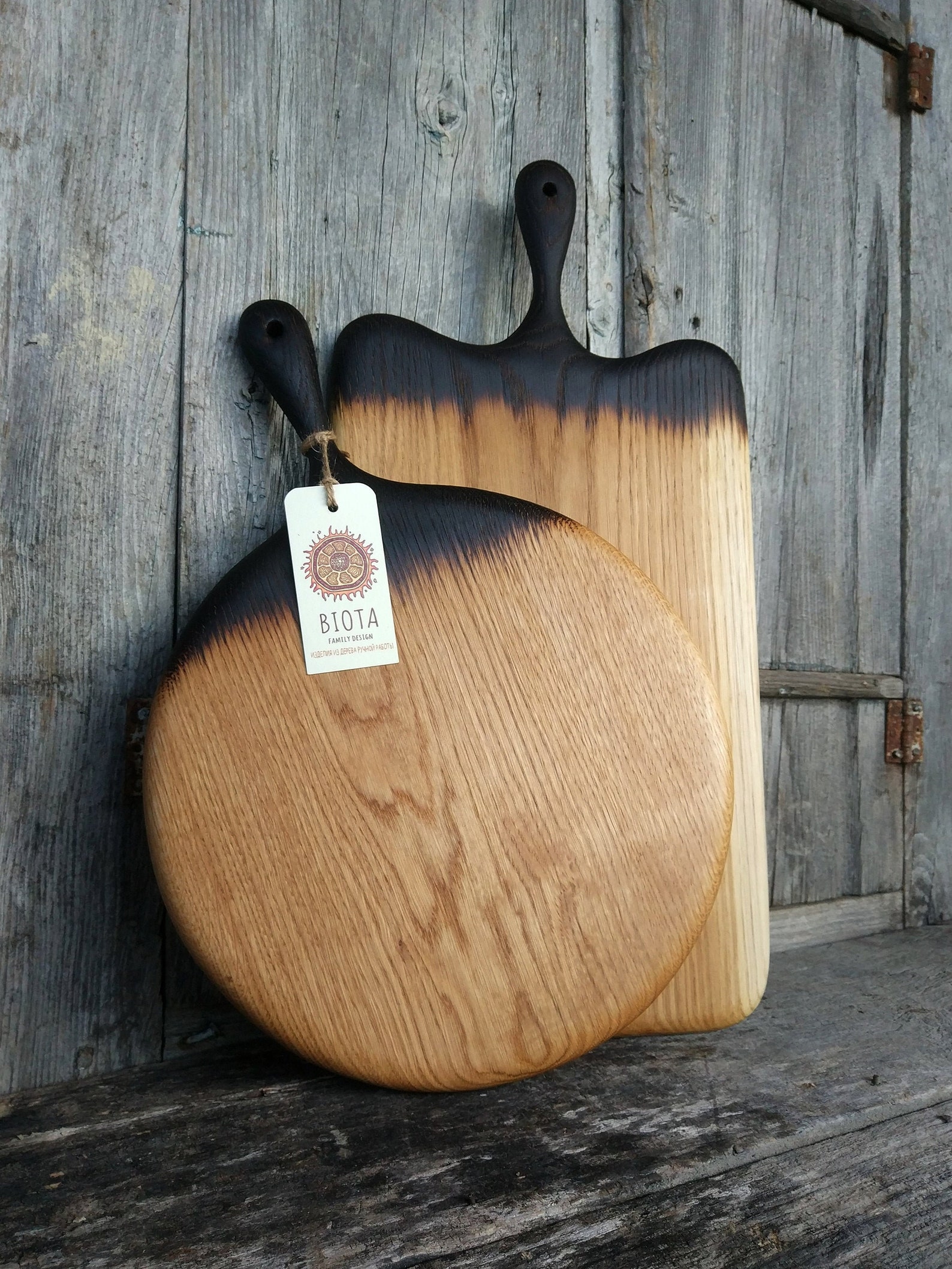 Large Solid Oak Cutting Boards with Black Handle. Wood Cheese Etsy