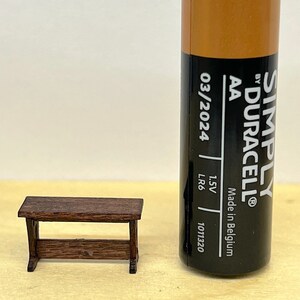 1:48 scale Quarter Scale 1/4 inch Dolls house furniture, wooden Tudor Bench 18mm long, dark oak colour